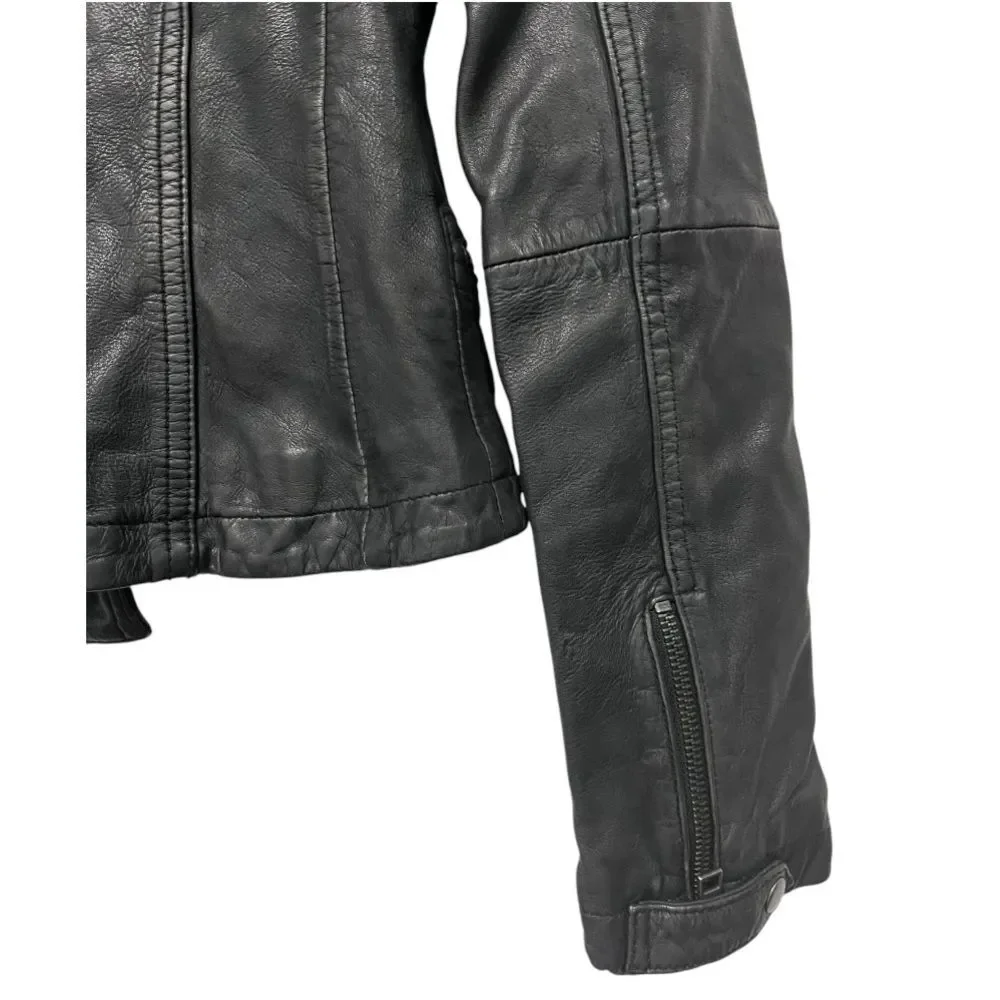 NWT ALL‎ SAINTS | Black Cargo Distressed Leather Biker Jacket XS 2